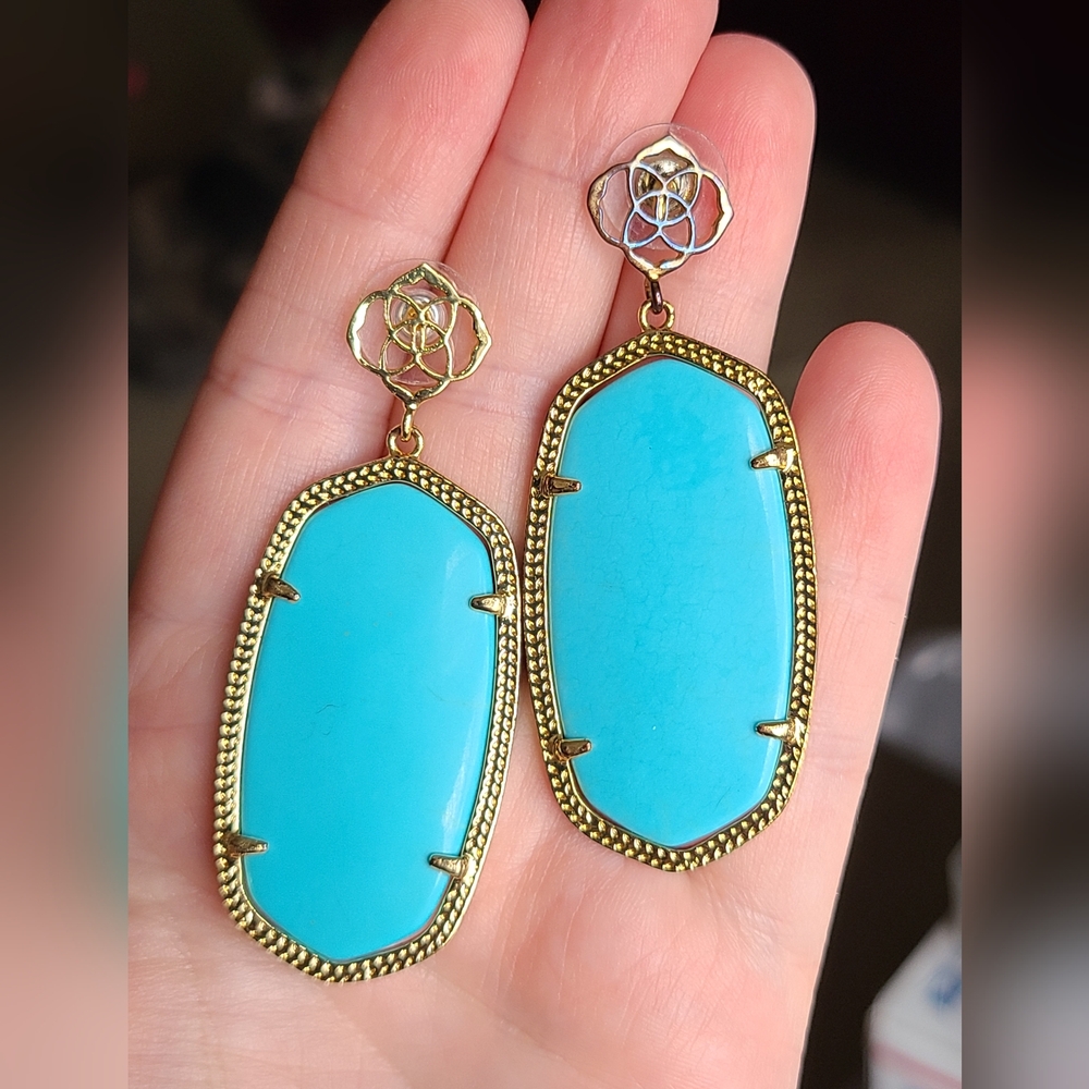Kendra Scott Vintage Davey Turquoise Magnesite Logo Drop Earrings